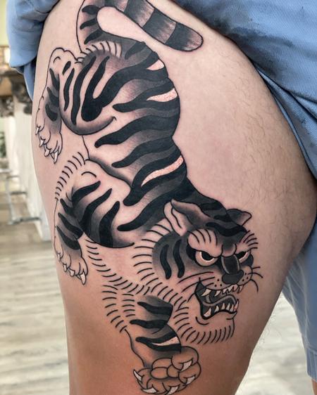 Tattoos - Japanese tiger on the thigh - 146365
